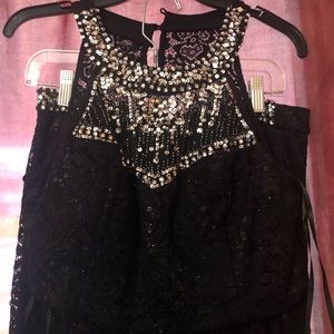 2 piece black Sequin Dress